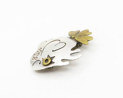 FAR FETCHED 925 Sterling Silver  Vintage Two Tone Fish Brooch Pin  BP5770
