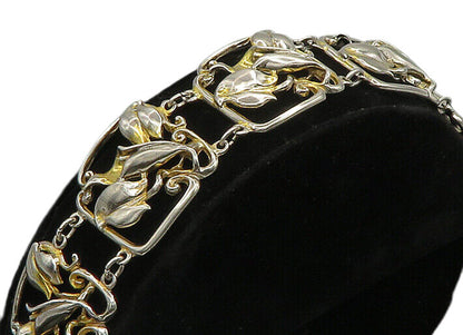 SMIBO 925 Sterling Silver  Vintage Shiny Floral Vine Chain Bracelet  BT8073