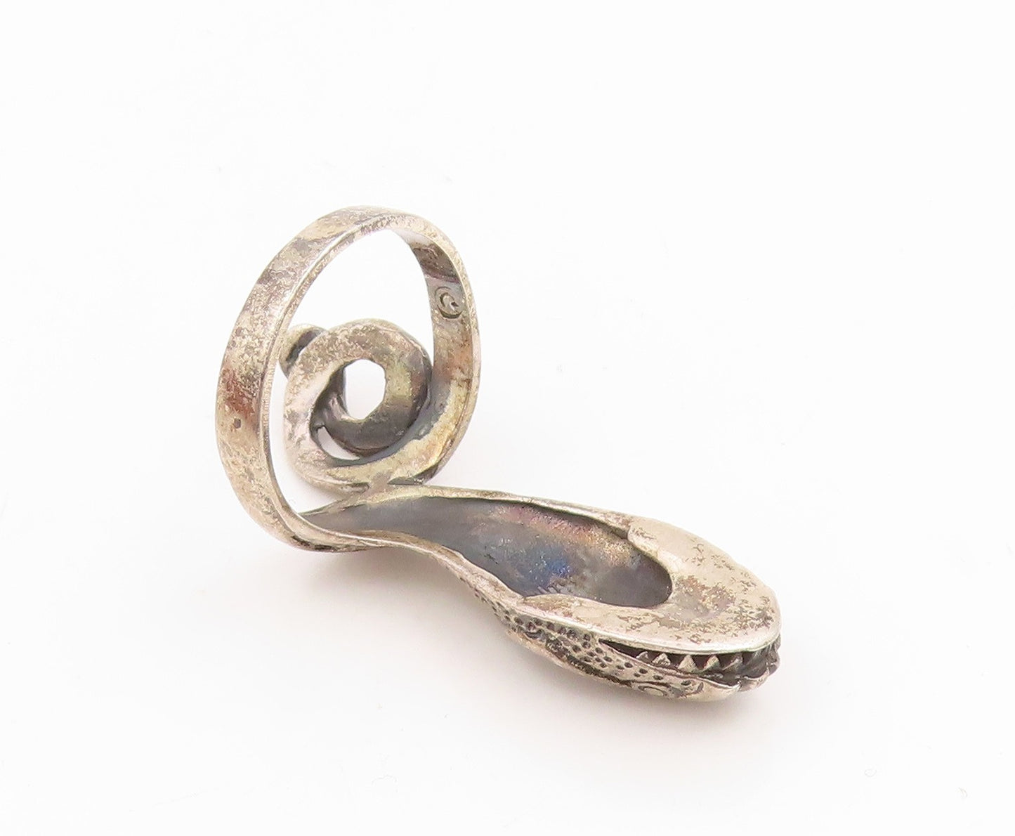 925 Sterling Silver Vintage Ring Gothic Coiled Snake Bypass Band  Sz 6  RG35309