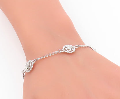925 Sterling Silver Vintage Bracelet Elegant Floral Intricate Rope Chain BT11686