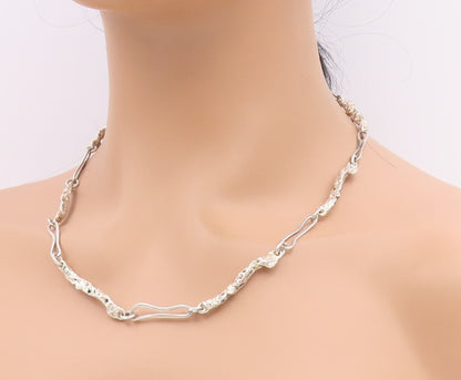 925 Sterling Silver Vintage Necklace BILL TENDLER Brutalist Link Chain  NE4847