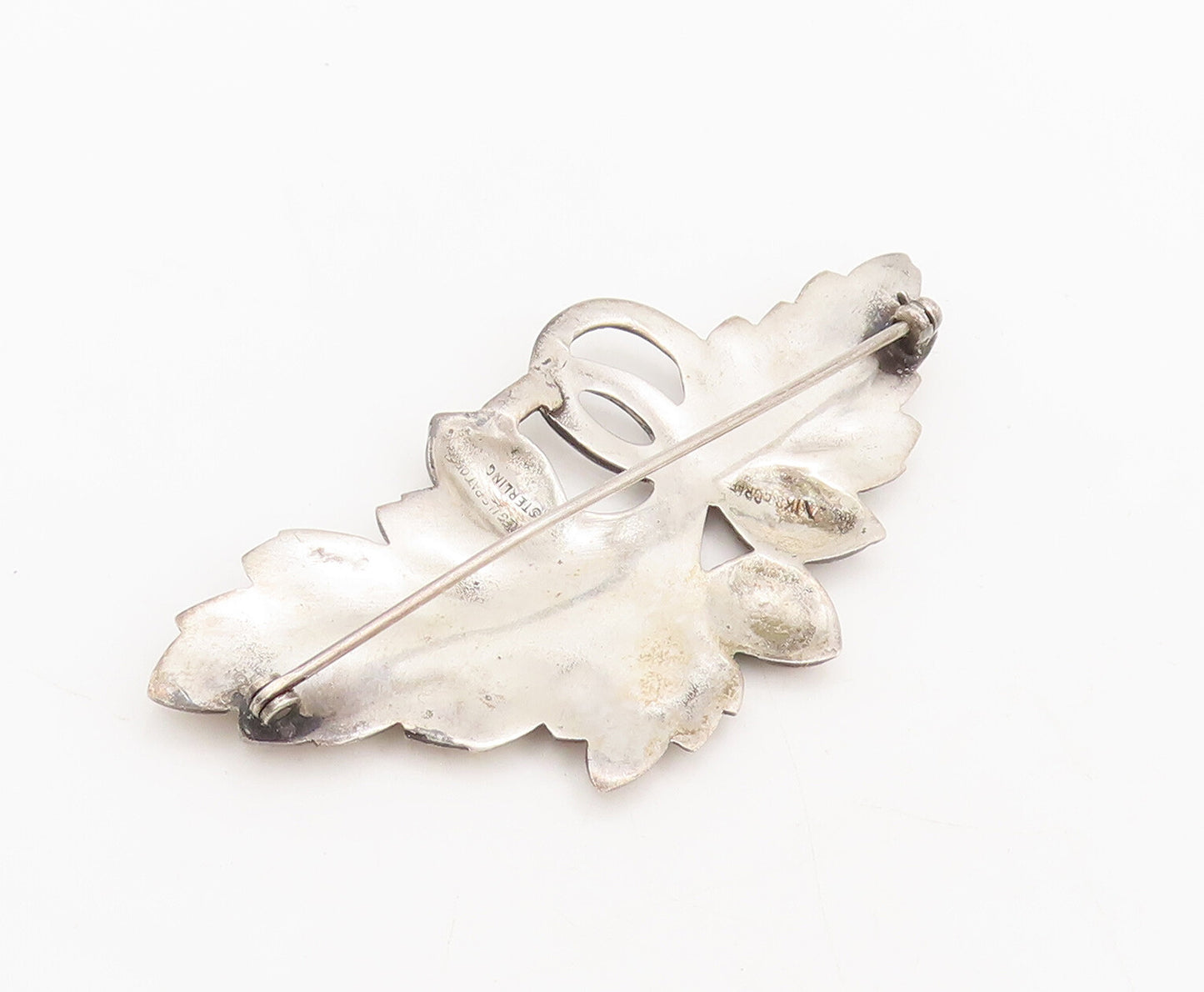 VIKINGCRAFT 925 Sterling Silver Vintage Leafy Nut Antique Brooch Pin  BP10498