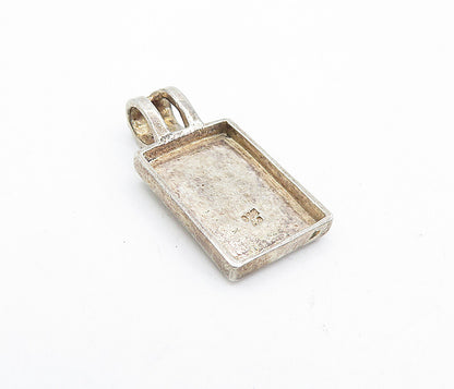 925 Sterling Silver  Vintage Swirl Love Heart Detail Square Pendant  PT3236