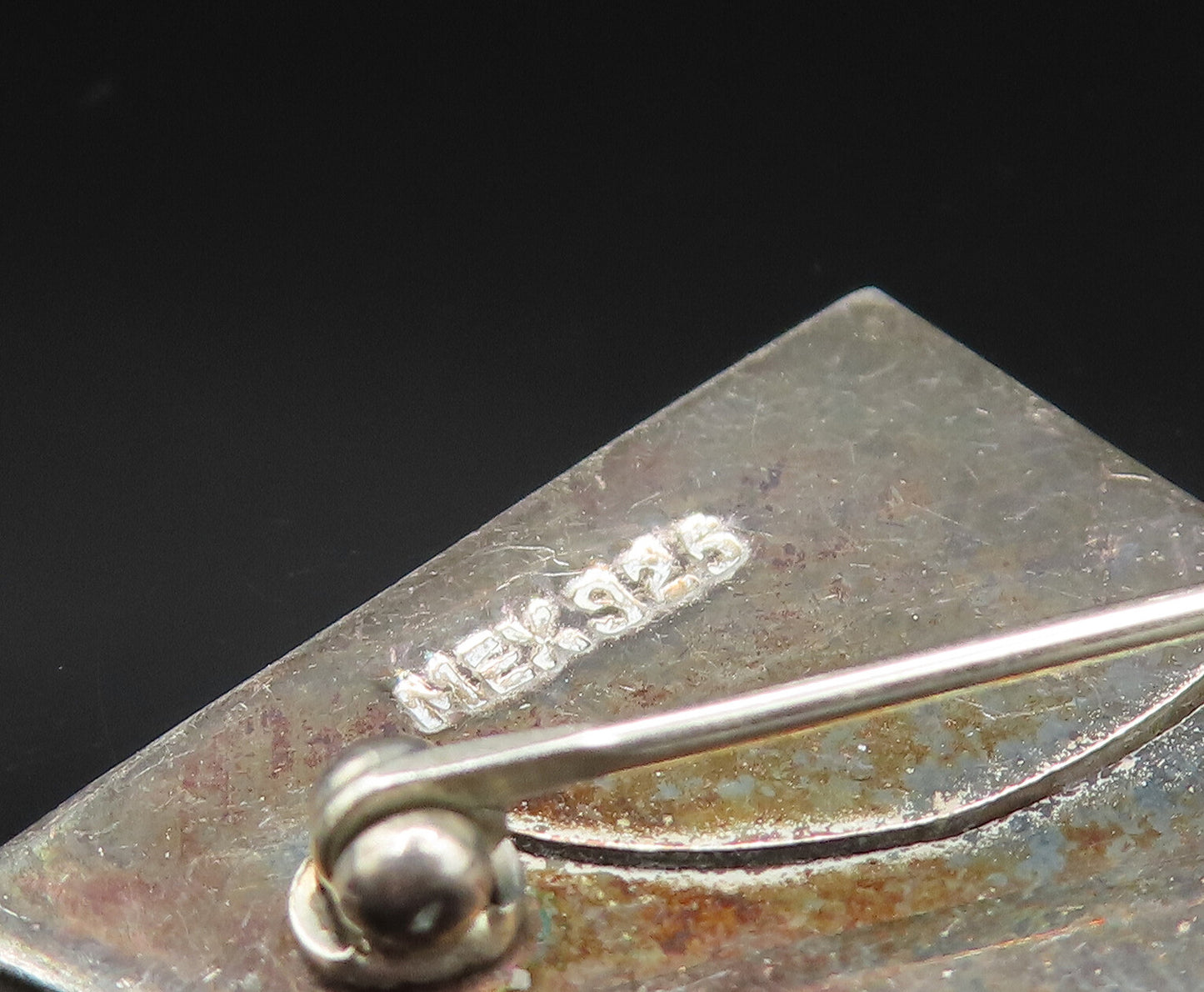 MEXICO 925 Silver  Vintage Engraved Man With Hat Flat Brooch Pin  BP9676