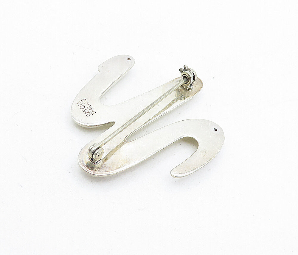 925 Sterling Silver Vintage Shiny Smooth Swirl Scribble Brooch Pin BP1742