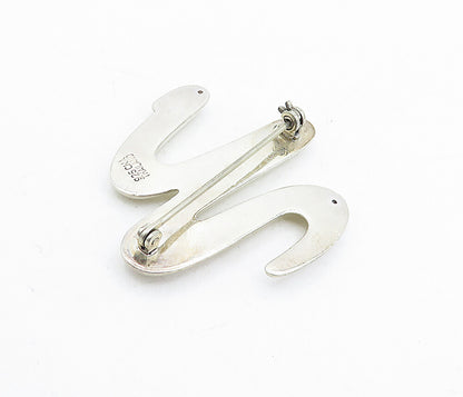 925 Sterling Silver Vintage Shiny Smooth Swirl Scribble Brooch Pin BP1742
