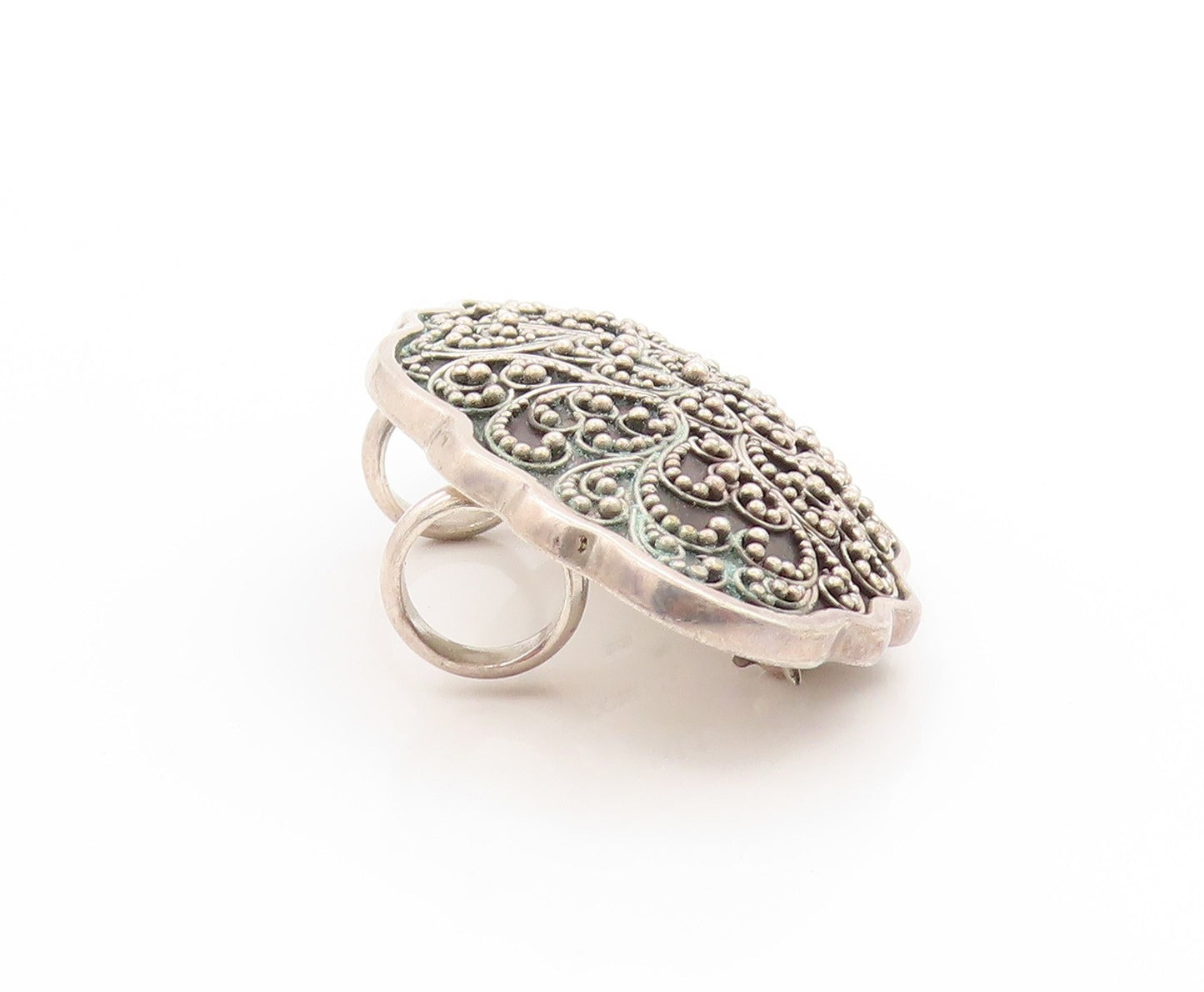 925 Sterling Silver Vintage Brooch LOIS HILL Beaded Floral Filigree  BP11869