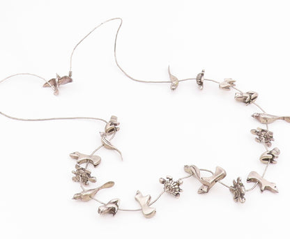 Solid Silver Vintage Necklace Designer Dark Tone Animal Kingdom  NE4460