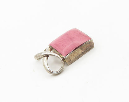 MEXICO 925 Sterling Silver   Vintage Rhodonite Infinity Twist Pendant  PT14630