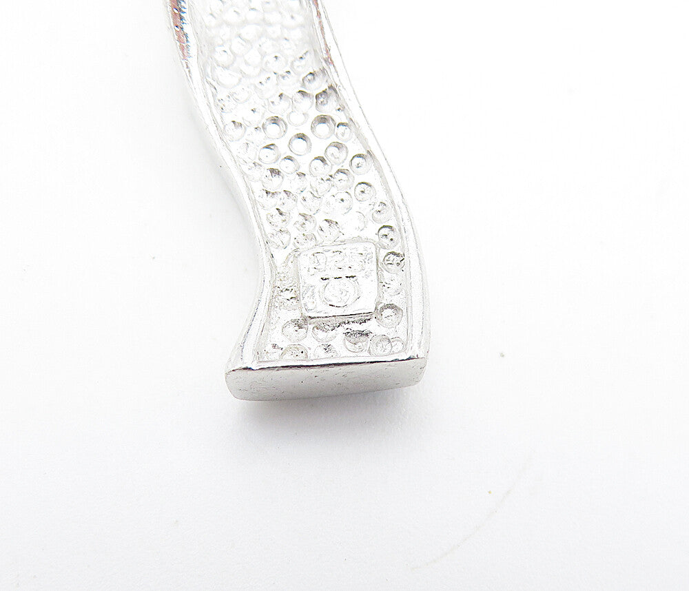 925 Sterling Silver  Inlaid Fire Opal Triangle Pattern Vertical Pendant PT5694