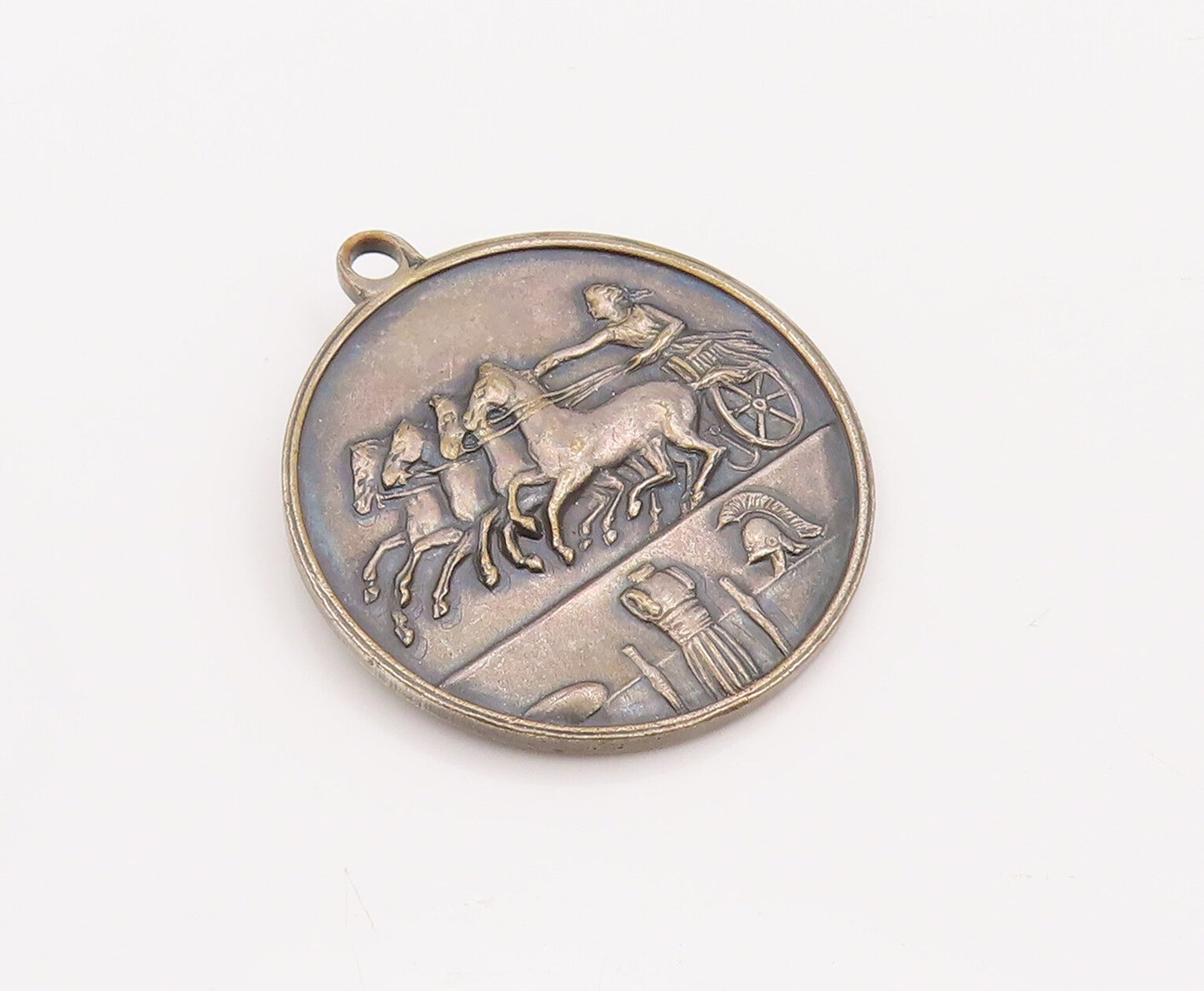 925 Sterling Silver Vintage Pendant Ancient Greek Carved Roman Man Coin  PT23129