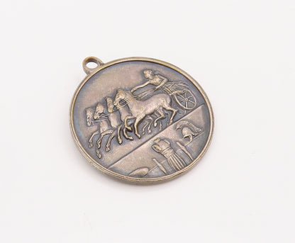 925 Sterling Silver Vintage Pendant Ancient Greek Carved Roman Man Coin  PT23129