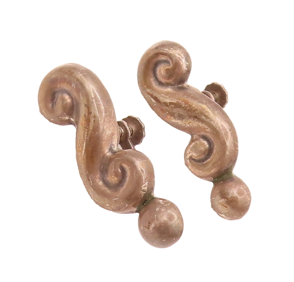 MEXICO 925 Sterling Silver Vintage Screw Back Swirl Earrings EG12446