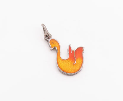 925 Sterling Silver Vintage Pendant Enameled Cutout Duck Charm  PT24287