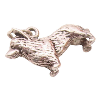 925 Sterling Silver  Vintage Shiny Petite Dog Animal Motif Pendant  PT19791
