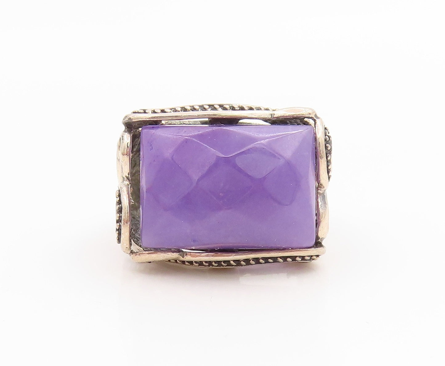 925 Sterling Silver Vintage Ring Purple Amethyst Statement Band  Sz 7  RG35737