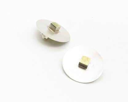 925 Silver & 20K GOLD  Vintage Modernist Two Tone Non Pierce Earrings  EG6538
