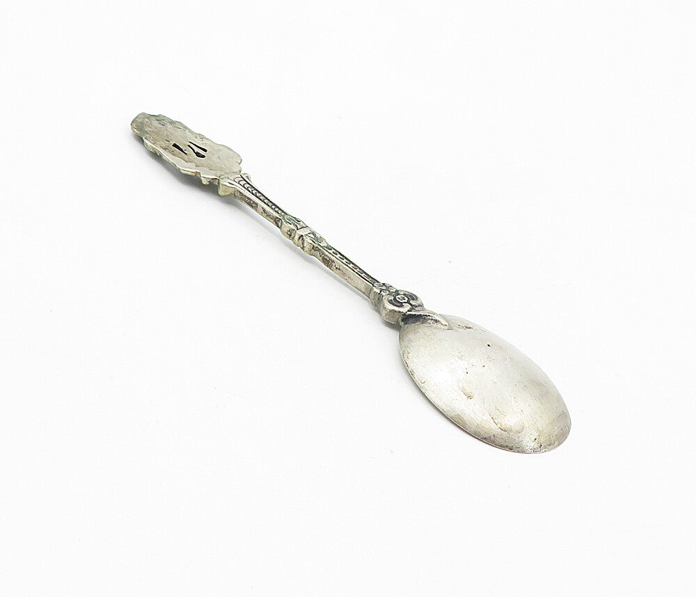 925 Sterling Silver  Vintage Antique Boat Floral Detail Petite Spoon  TR1308