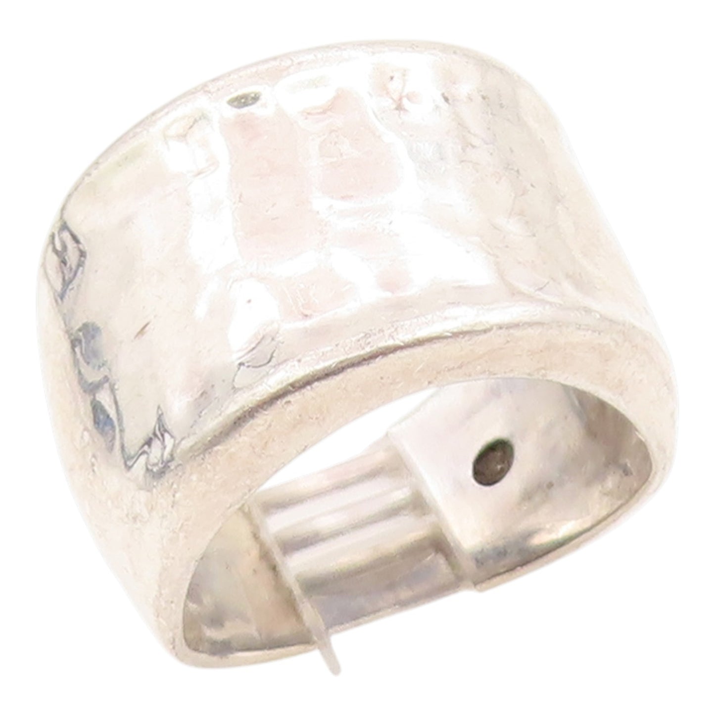 925 Sterling Silver Vintage Ring ELLE Ruby Hammered Band  Sz 7  RG35799