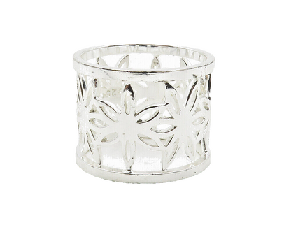 925 Sterling Silver  Shiny Cutout Floral Motif Round Band Ring Sz 7.5  RG13808