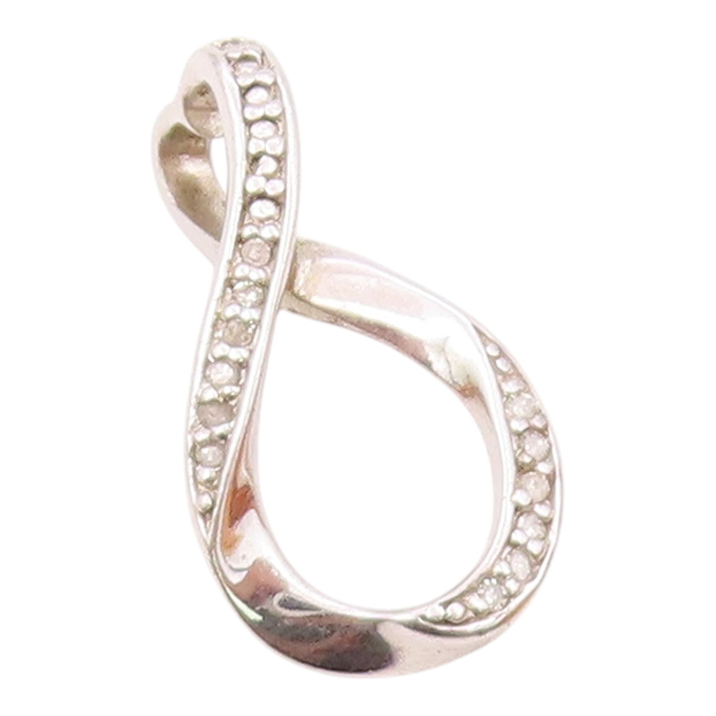925 Sterling Silver  Vintage Shiny Genuine Diamonds Tear Drop Pendant  PT16610
