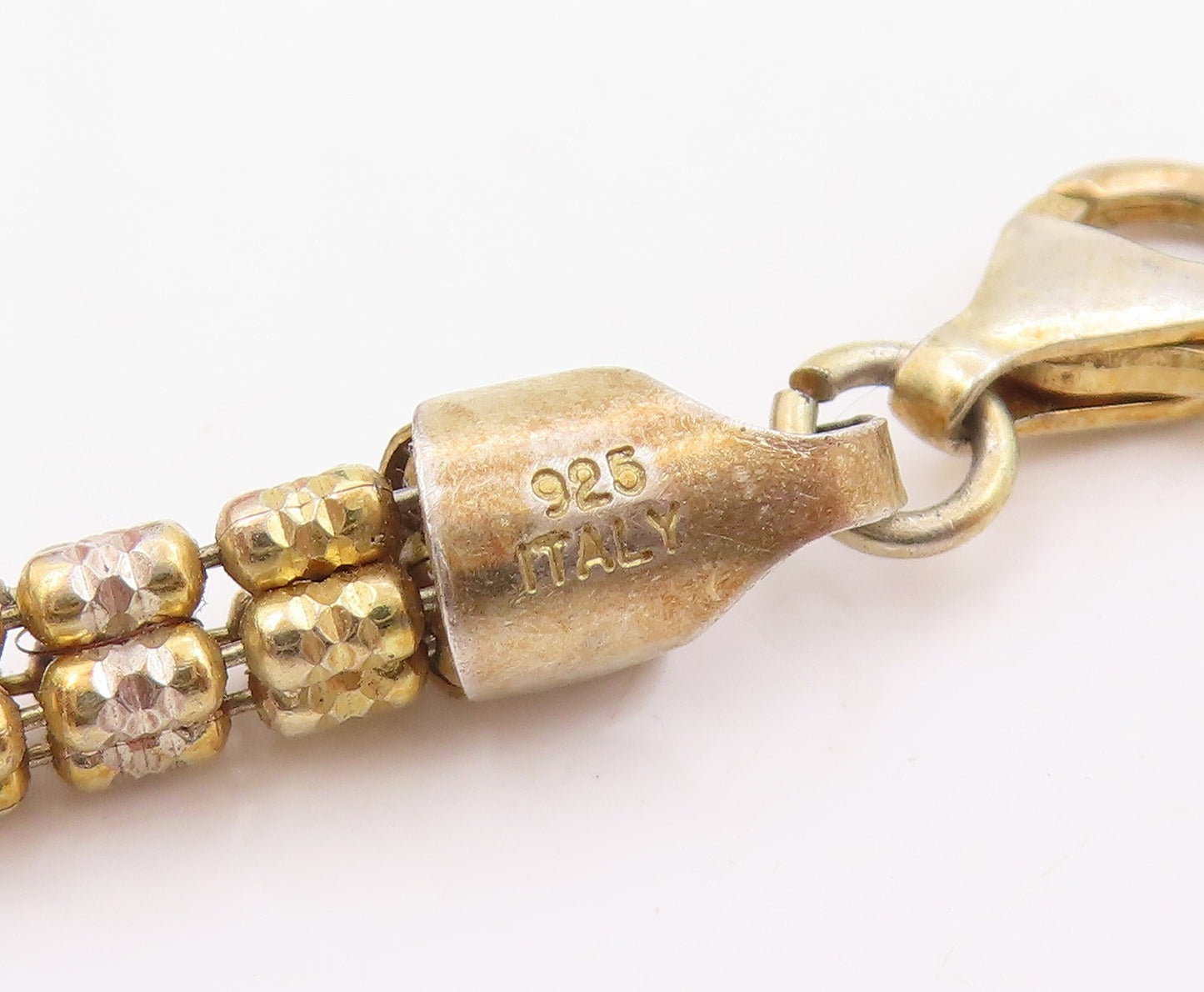 925 Sterling Silver Vintage Bracelet Two Tone Weave Link Design Chain  BT11455