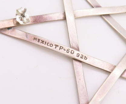925 Sterling Silver Vintage Earrings MEXICO Solid Large Cutout Star  EG13238