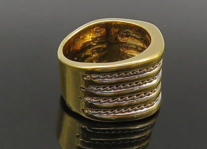 925 Sterling Silver  Vintage Shiny Two Tone Twist Band Ring Sz 8  RG22173