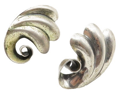 DANECRAFT 925 Sterling Silver  Vintage Modernist Non Pierce Earrings  EG6665