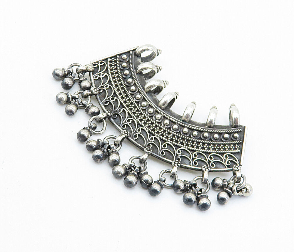 925 Sterling Silver  Vintage Antique Ornate Detail Dangling Pendant  PT5962