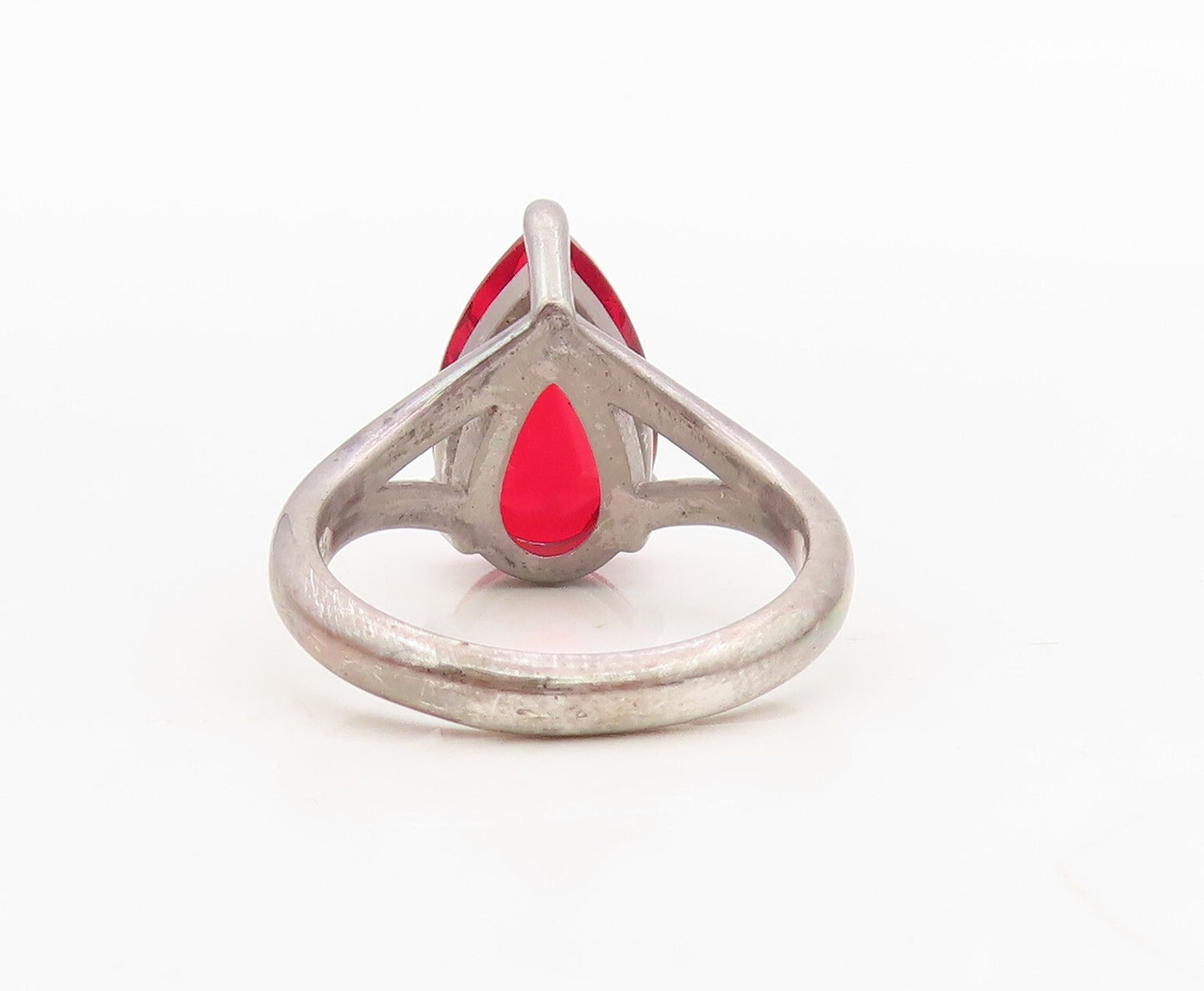 925 Sterling Silver Vintage Ring Minimalist Drop Cut Garnet  Sz 6.5  RG30320