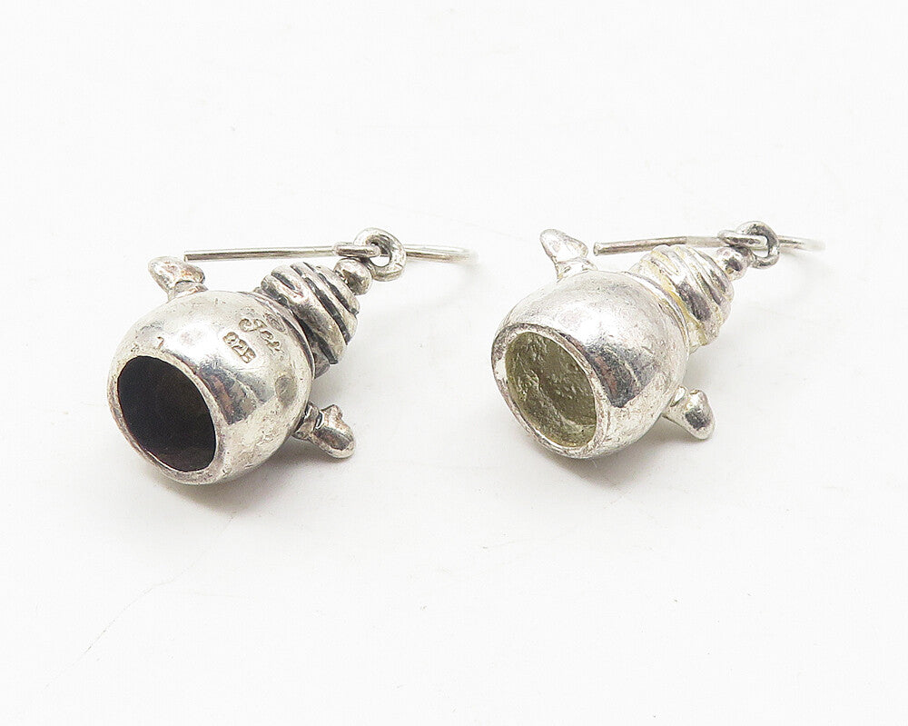 925 Sterling Silver  Vintage Sapphire Accented Snowman Drop Earrings  EG6240