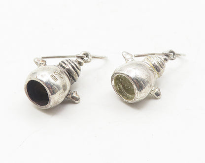 925 Sterling Silver  Vintage Sapphire Accented Snowman Drop Earrings  EG6240