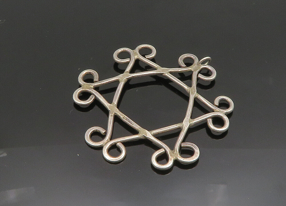 925 Sterling Silver  Vintage Dark Tone Open Design Drop Pendant  PT15763