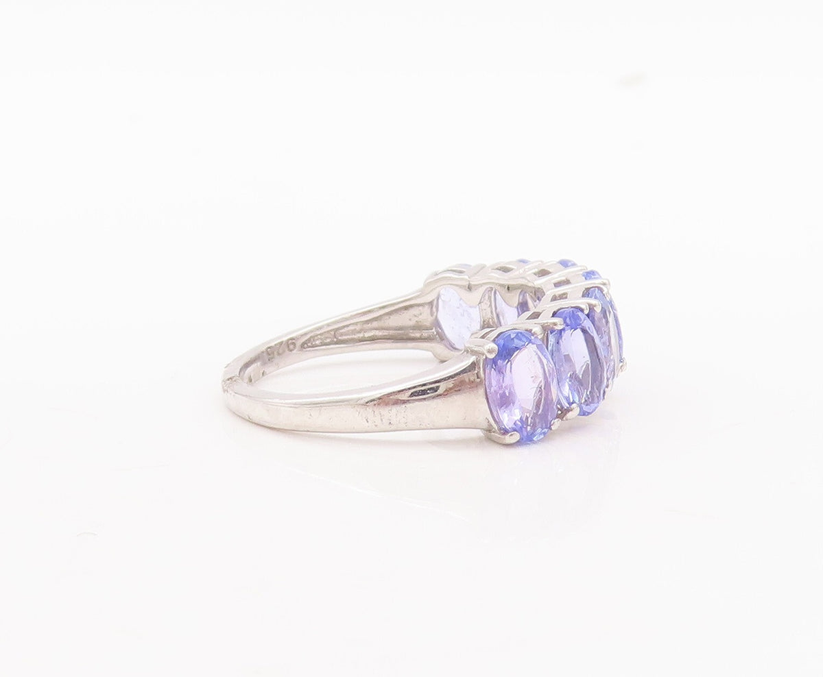 925 Sterling Silver Vintage Ring Oval Cut Tanzanite Band  Sz 7  RG29749