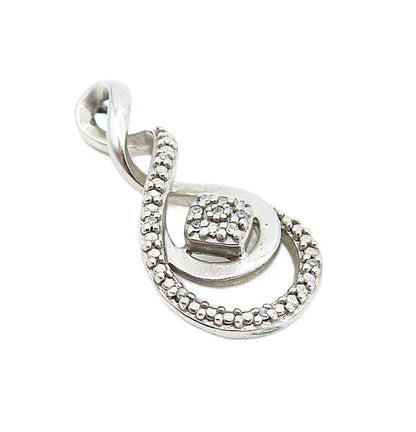 925 Sterling Silver  Shiny Genuine Diamonds Infinity Twist Pendant  PT6168
