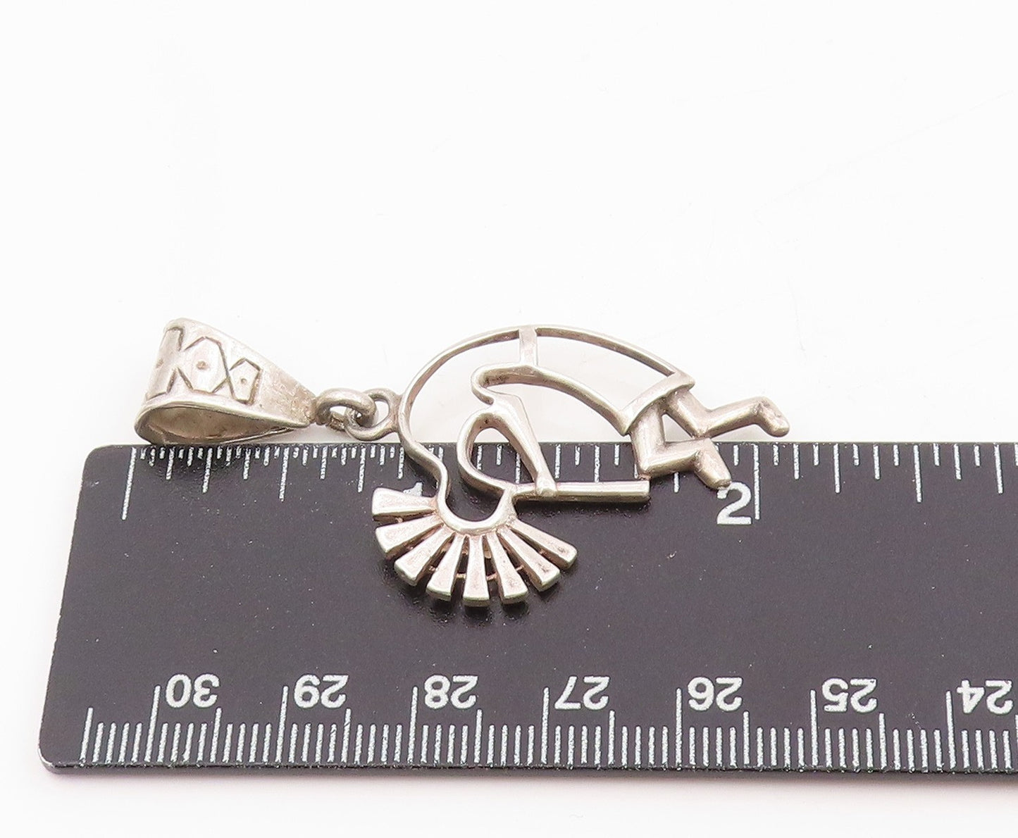 925 Sterling Silver Vintage Pendant Kokopelli Flute Player Outline Charm PT25512