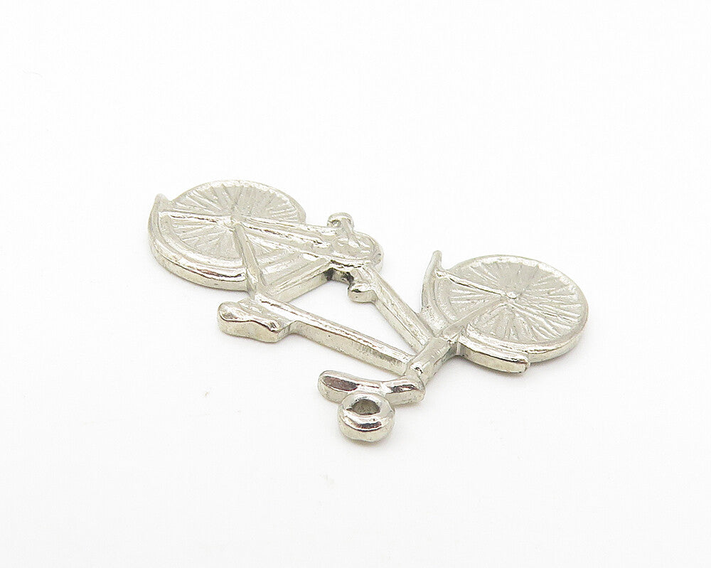 925 Sterling Silver  Vintage Petite Shiny Bicycle Motif Pendant  PT9025