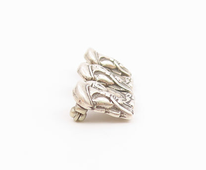 STAMAS 925 Sterling Silver  Vintage Shiny Sitting Buddha Brooch Pin  BP8165