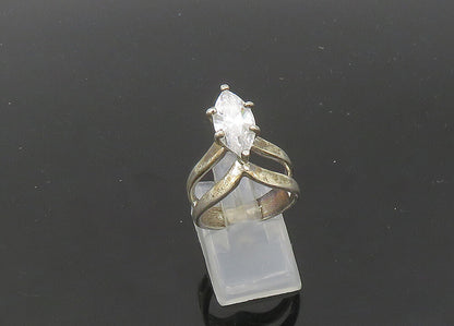 925 Silver  Vintage Marquise Cut Cubic Zirconia Cocktail Ring Sz 7  RG21613
