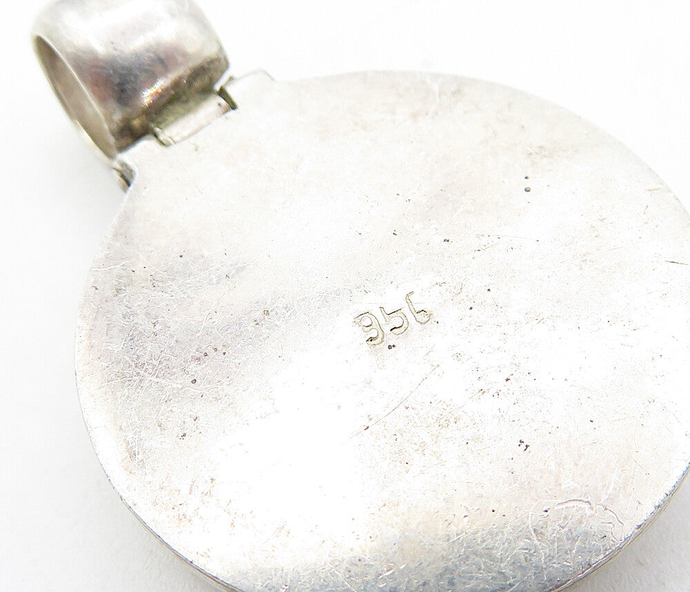 925 Sterling Silver  Vintage Purple Jasper Round Hinge Drop Pendant  PT6286