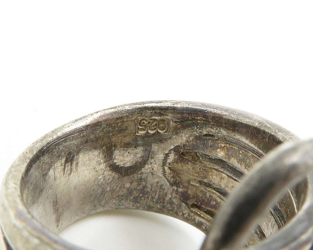 925 Sterling Silver  Vintage Dark Tone Swirl Split Band Ring Sz 6  RG18496
