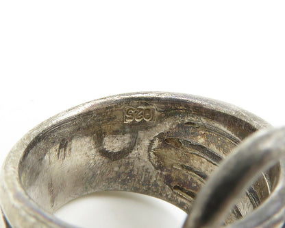 925 Sterling Silver  Vintage Dark Tone Swirl Split Band Ring Sz 6  RG18496