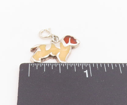 925 Sterling Silver Vintage Pendant Enameled Saint Bernard Dog Charm  PT25981