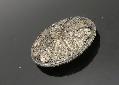 ISRAEL 925 Sterling Silver  Vintage Antique Flower Motif Brooch Pin  BP8075