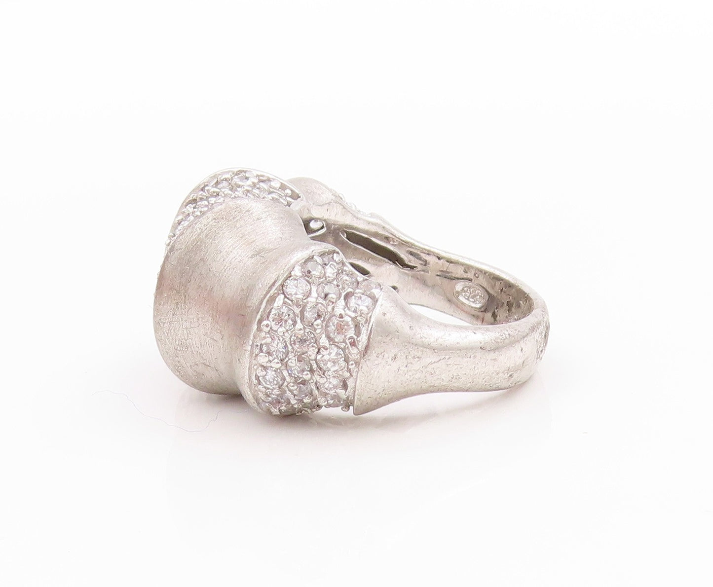 925 Sterling Silver Vintage Ring Sparkling CZ Encrusted Band  Sz 7.5  RG33538