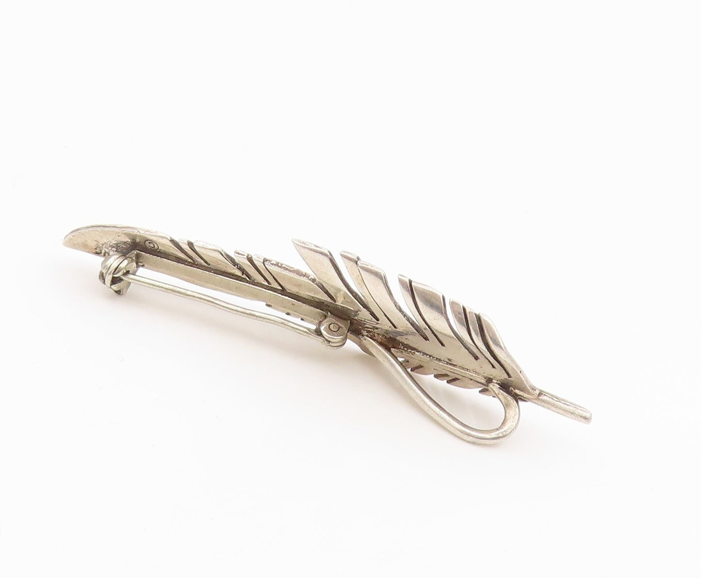 925 Sterling Silver Vintage Brooch Pin SOUTHWESTERN Minimalist Feather  BP12345