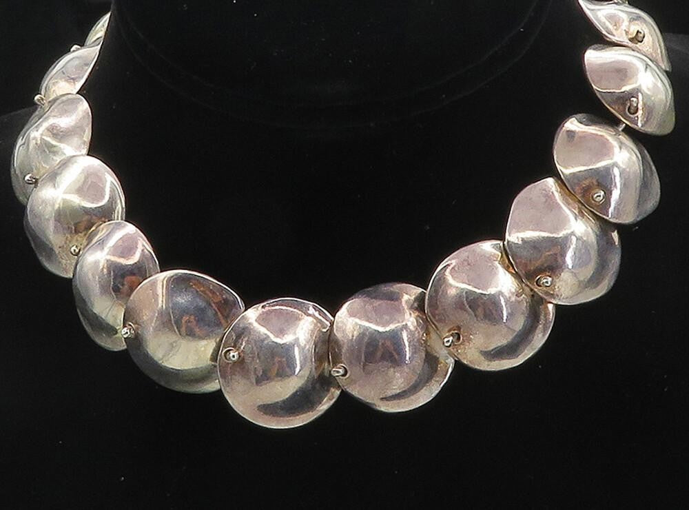 925 Sterling Silver  Vintage Shiny Smooth Dome Link Chain Necklace  NE1642