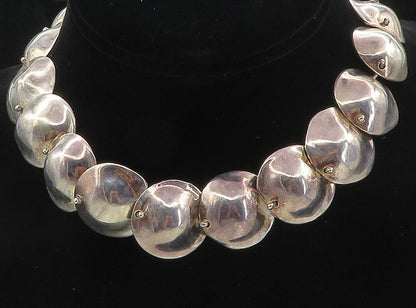 925 Sterling Silver  Vintage Shiny Smooth Dome Link Chain Necklace  NE1642