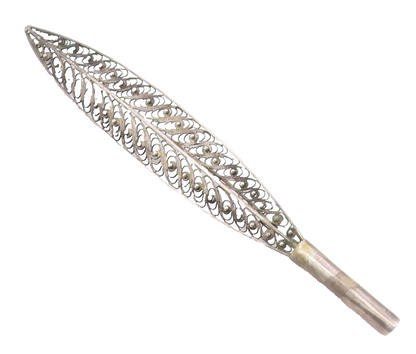925 Sterling Silver  Vintage Swirl Filigree Feather Motif Brooch Pin  BP3914